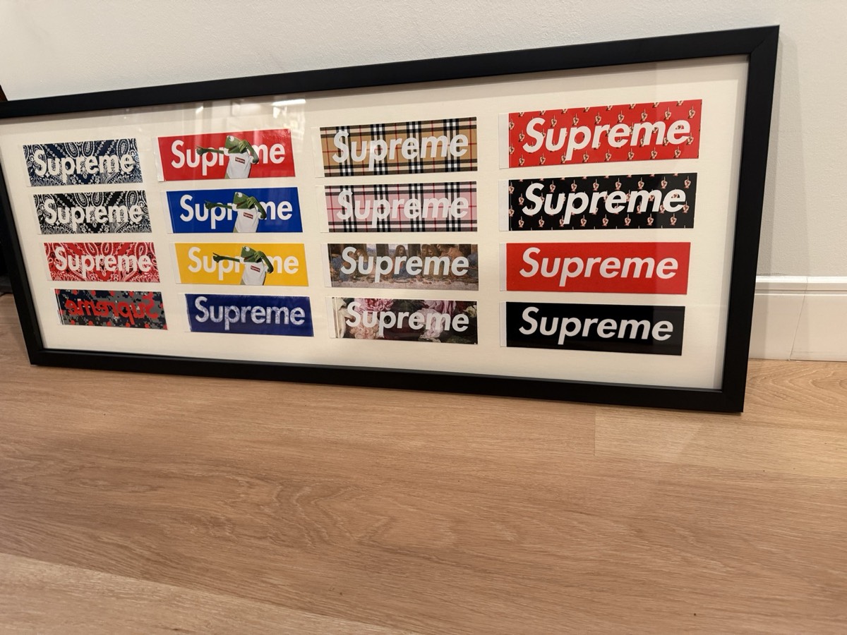 Finished 16-slot patterned box-logo display