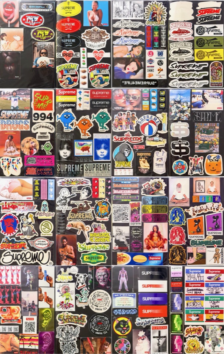 Dense grid of collectible stickers