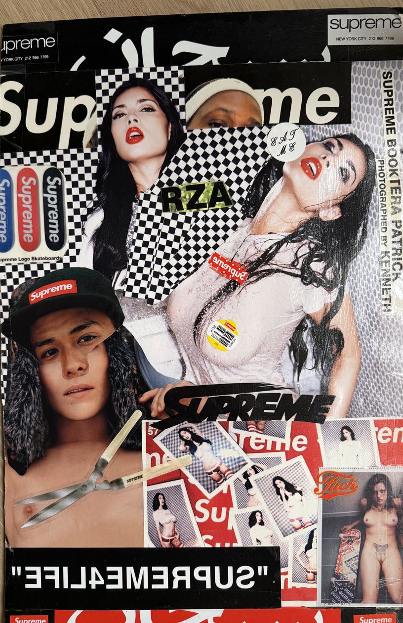 Collage page — Supreme magazine imagery and the Supreme4Life banner