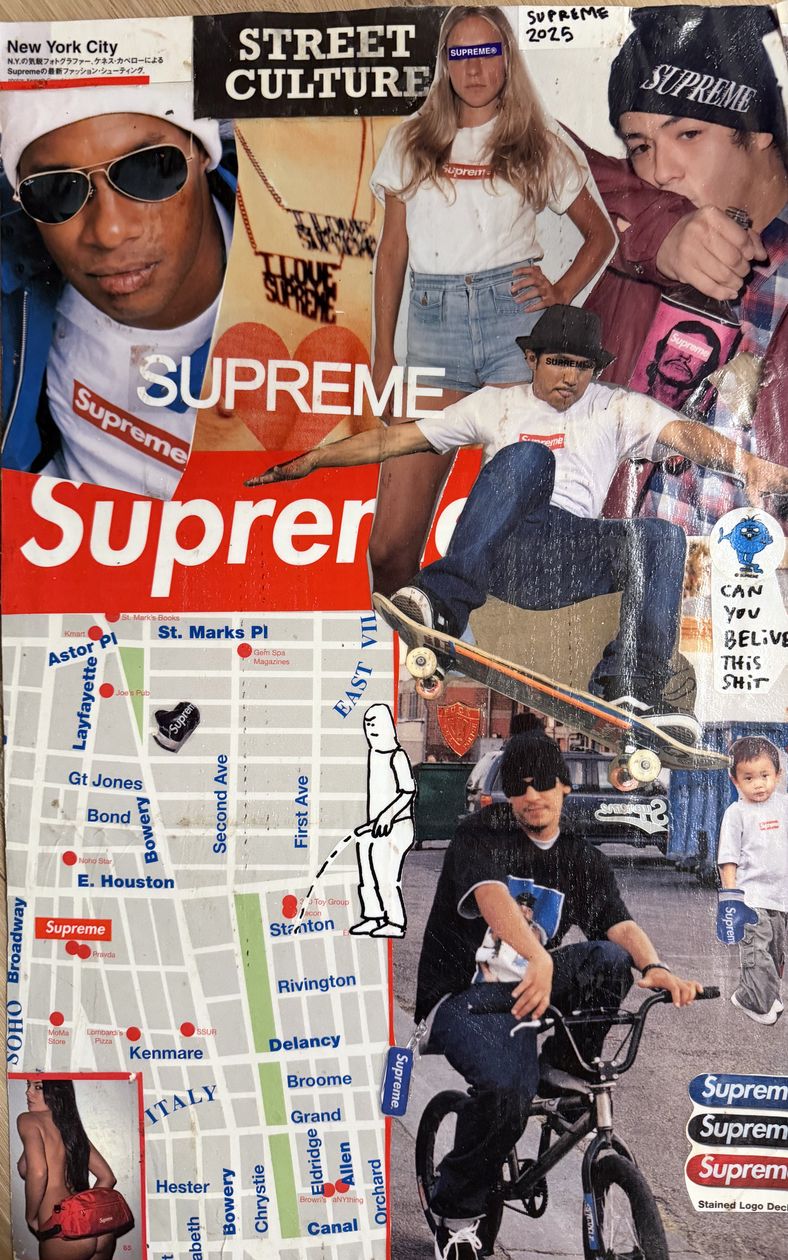 Collage page — street culture map collage with Supreme stickers