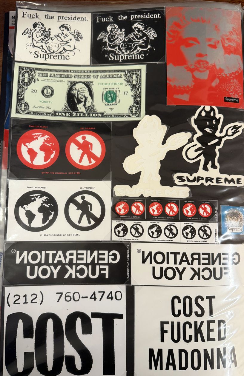 Binder page — Fuck the President, Save the Planet, and Cost Fucked Madonna