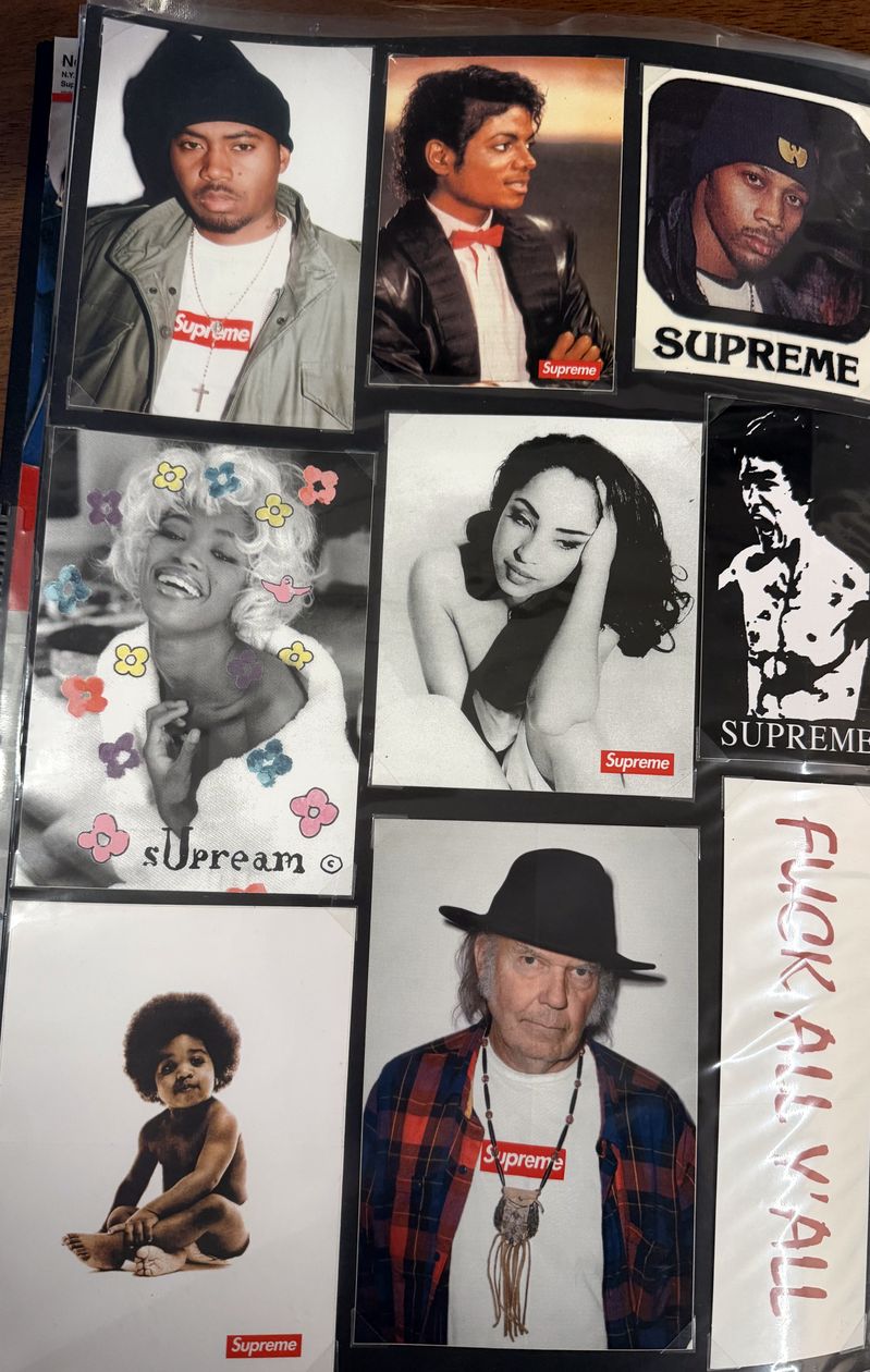 Binder page — photo stickers and Fuck All Y’all