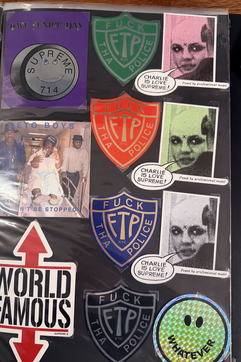 Binder page — Fuck Tha Police shields and World Famous