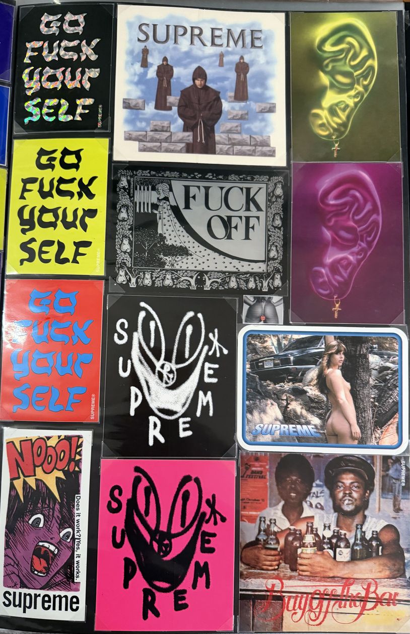 Binder page — Go Fuck Yourself and Fuck Off stickers